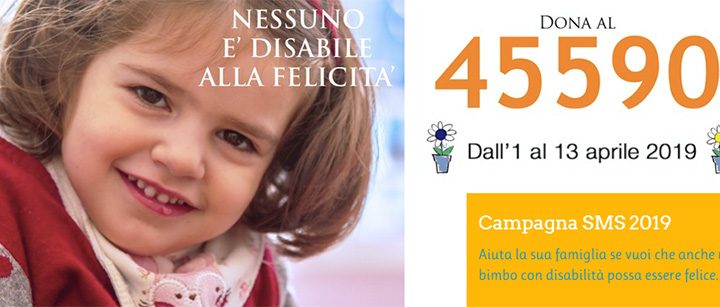 campagna sms fondazione ariel 2019 paralisi cerebrale